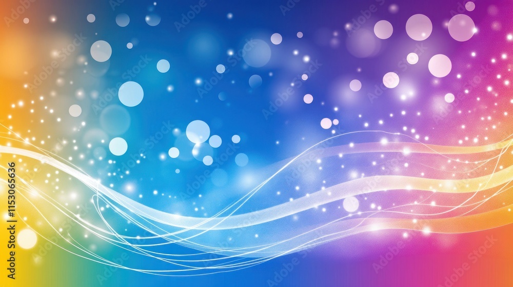 Colorful abstract background with glowing waves and bokeh lights. Colorful abstract background with glowing waves and bokeh lights.
