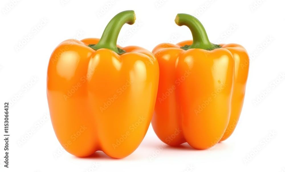 Fresh orange bell peppers on white background Fresh orange bell peppers on white background