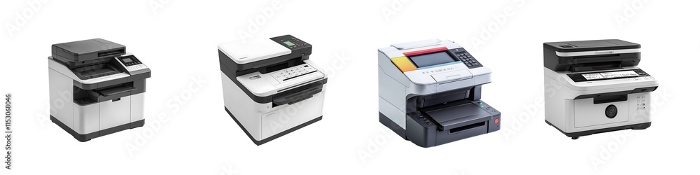 Office Multifunction Printer Machines Isolated on Transparent Background Office Multifunction Printer Machines Isolated on Transparent Background