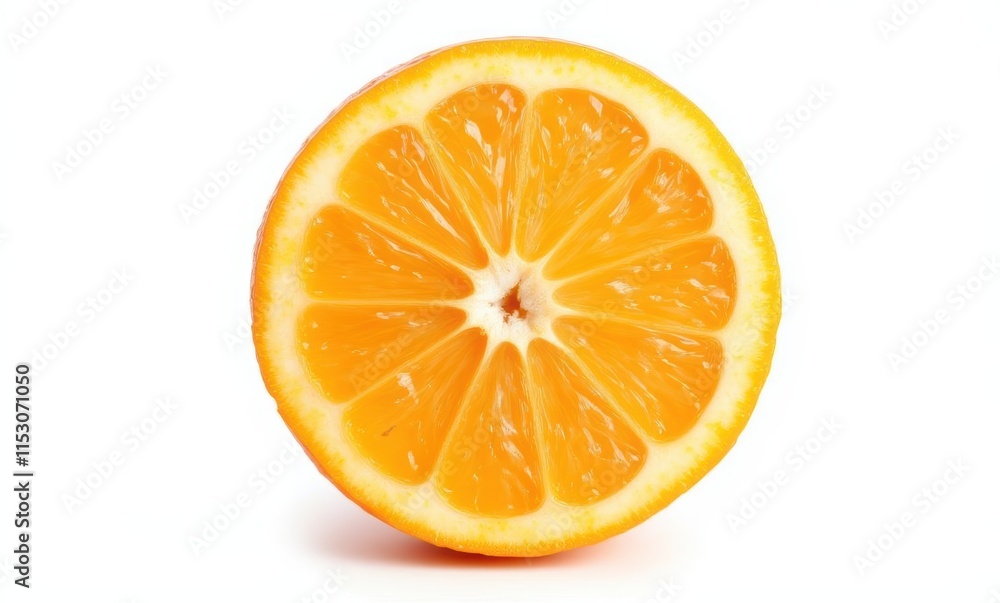 Freshly cut orange half on white background Freshly cut orange half on white background