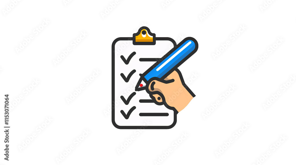 a hand holding a pen and a clipboard