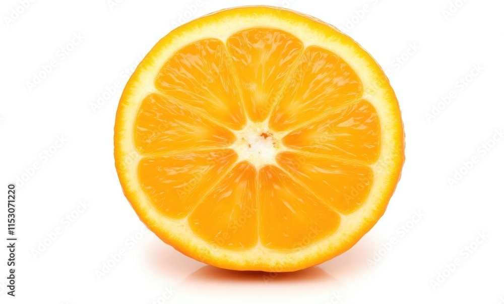 Freshly cut orange half on white background Freshly cut orange half on white background