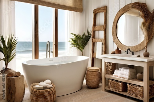 natural textures a coastal themed bathroom with natural textures photo