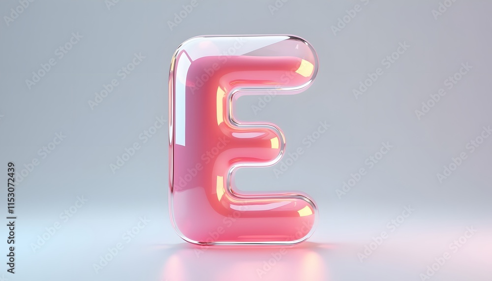 Glassy Pink Letter E: A Modern 3D Render Glassy Pink Letter E: A Modern 3D Render