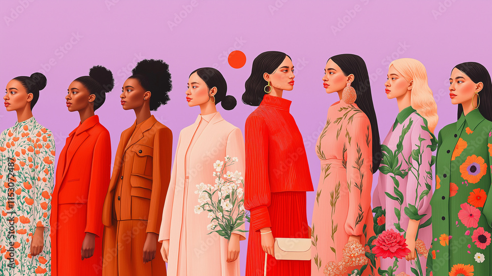 A modern and minimalistic digital illustration of diverse women standing together in unity to celebrate International Women’s Day, with an elegant background and empowering tones. A modern and minimalistic digital illustration of diverse women standing together in unity to celebrate International Women’s Day, with an elegant background and empowering tones.