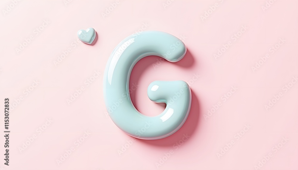Pastel Blue Letter G with a Heart: A Sweet and Simple Design Pastel Blue Letter G with a Heart: A Sweet and Simple Design