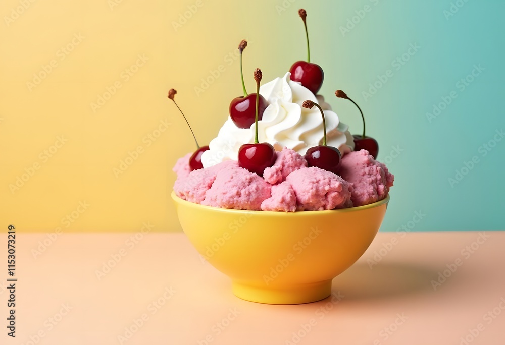 Tasty cherry ice cream isolated Tasty cherry ice cream isolated