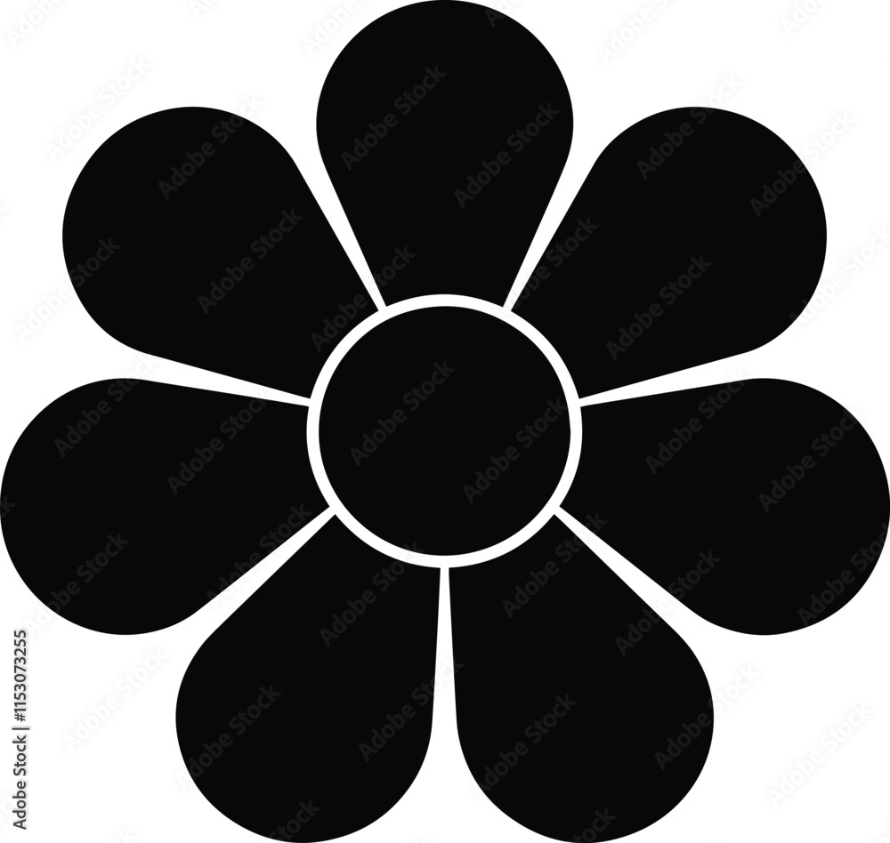 Minimalistic Black Silhouette of a Flower, Bold Vector Illustration with Clean Design, Perfectly Isolated on a White Background Minimalistic Black Silhouette of a Flower, Bold Vector Illustration with Clean Design, Perfectly Isolated on a White Background