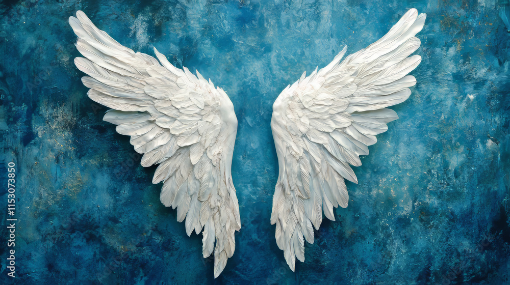 Fototapeta premium White wings on blue background