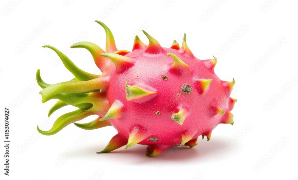 Vibrant pink dragon fruit on white background Vibrant pink dragon fruit on white background
