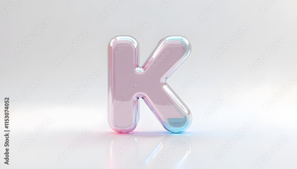 Glassy Letter K: 3D Render of a Transparent Pink and Blue Letter Glassy Letter K: 3D Render of a Transparent Pink and Blue Letter