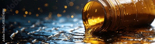 Wallpaper Mural An artistic capture of a spilled drink creating beautiful reflections and shimmer on a surface in a vibrant atmosphere. Torontodigital.ca