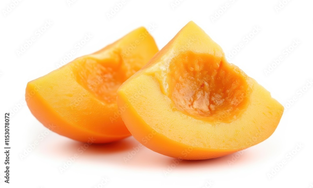 Fresh orange melon slices on white background Fresh orange melon slices on white background