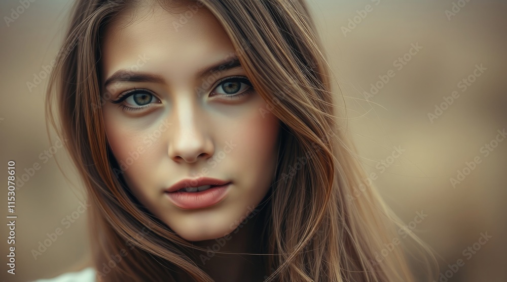 A portrait of a beautiful woman with delicate features, glowing skin, and long, flowing hair A portrait of a beautiful woman with delicate features, glowing skin, and long, flowing hair