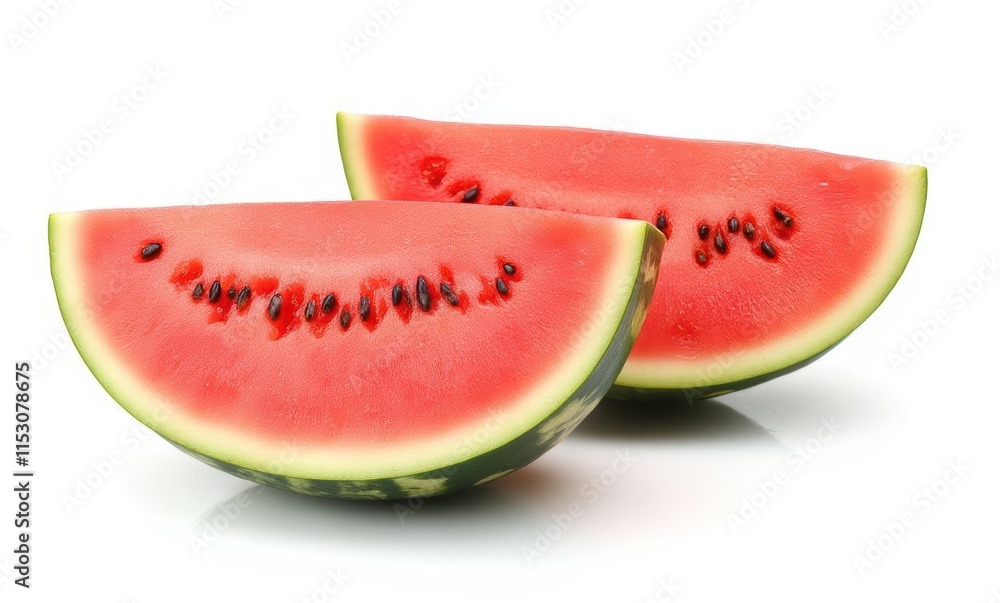 Fresh watermelon slices on a white surface Fresh watermelon slices on a white surface