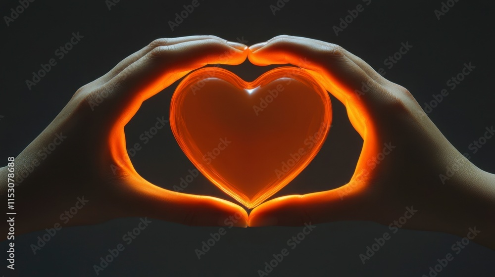 Hands Protecting Glowing Heart - Tender Care Concept Hands Protecting Glowing Heart - Tender Care Concept