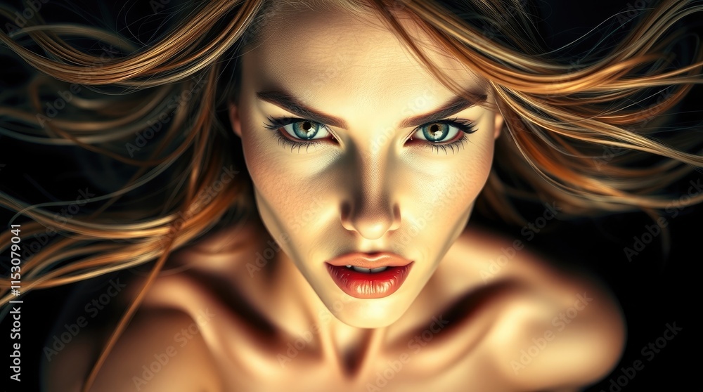 A portrait of a beautiful woman with delicate features, glowing skin, and long, flowing hair A portrait of a beautiful woman with delicate features, glowing skin, and long, flowing hair