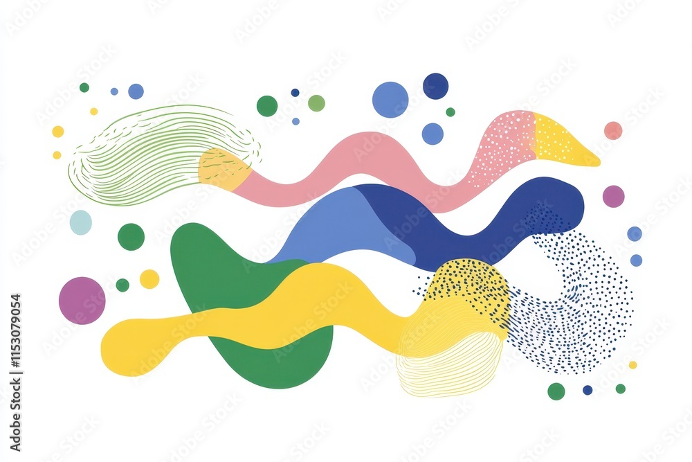 Abstract colorful wave shapes and dots background. Abstract colorful wave shapes and dots background.