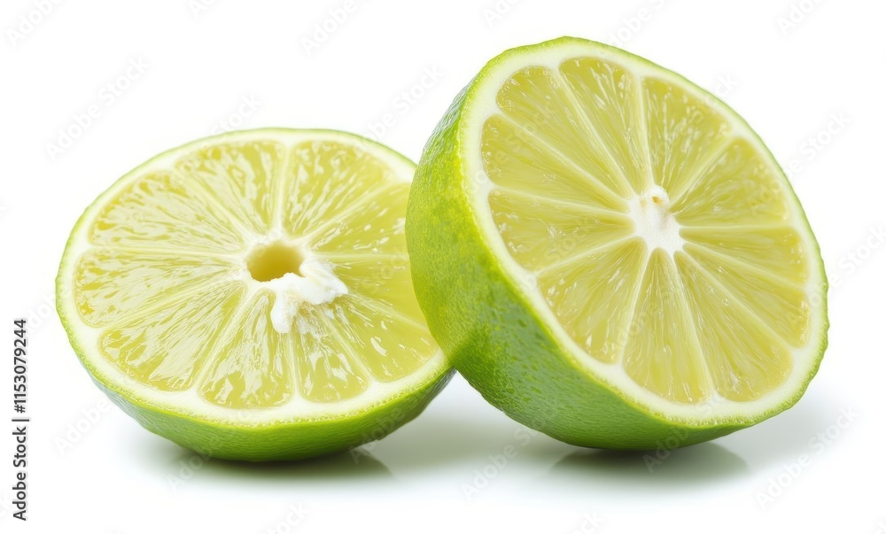 Fresh lime halves on a white background Fresh lime halves on a white background