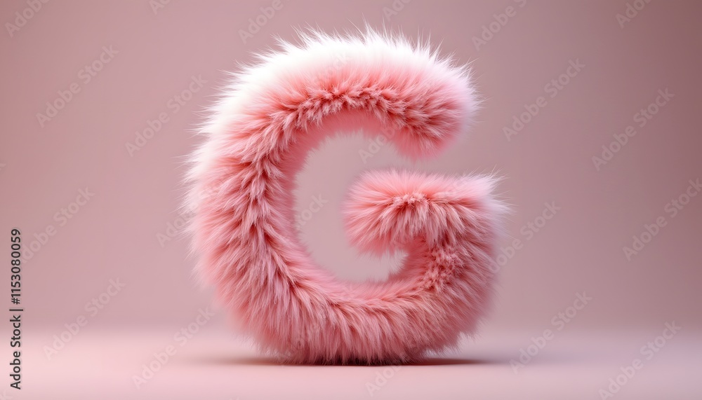 Fototapeta premium Fluffy Pink Letter G: A 3D Rendered Image