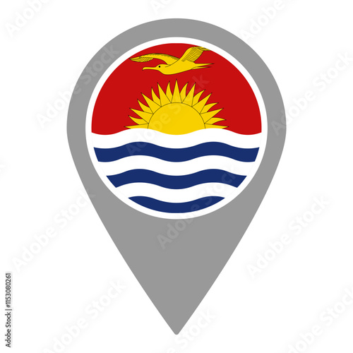 Kiribati flag location pin, flag application, Flag on Location Pin, graphic design, map pointer, vector illustration.