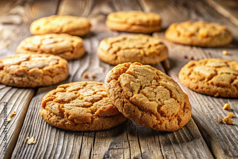 Delicious Homemade Cookies on Light Wooden Background - Sweet Dessert Stock Photo Delicious Homemade Cookies on Light Wooden Background - Sweet Dessert Stock Photo