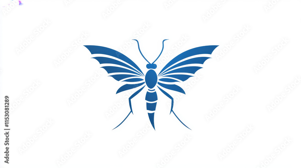 Vector logo mosquito. Signature log form of the mosquito. Vector logo insect. Blue style Vector logo mosquito. Signature log form of the mosquito. Vector logo insect. Blue style