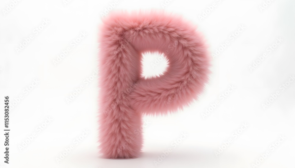 Fototapeta premium Fluffy Pink Letter P: A Soft and Textured Alphabet