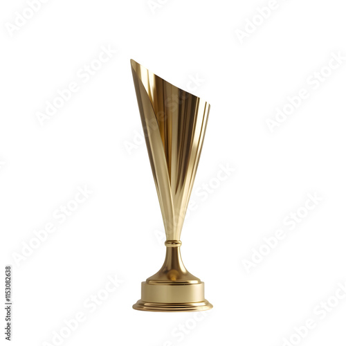 3d gold trophy cup on transparent background