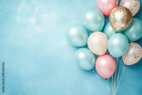 Wallpaper Mural Pastel balloons on blue background. (4) Torontodigital.ca