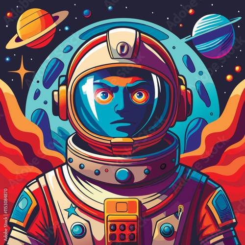 vector illustration of astronaut in spacesuit cartoon style 