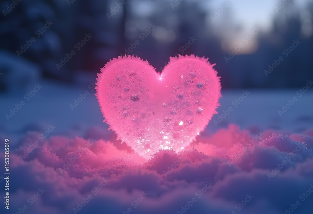 A bright pink heart on a soft white snow in the sunshine in the daytime. Use as an illustration to express love on Valentine's Day.
A bright pink heart on a soft white snow in the sunshine in the daytime. Use as an illustration to express love on Valentine's Day.
