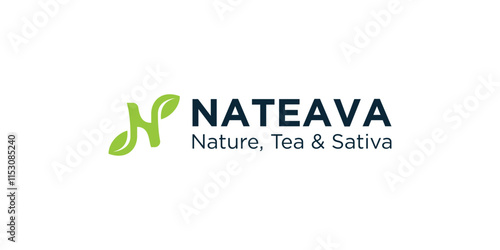 NATEAVA logo showcasing nature, tea, and sativa in green and black for a modern, health-conscious brand identity that evokes wellness and natural living for a sustainable future.