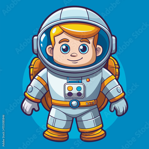 vector illustration of astronaut in spacesuit cartoon style 