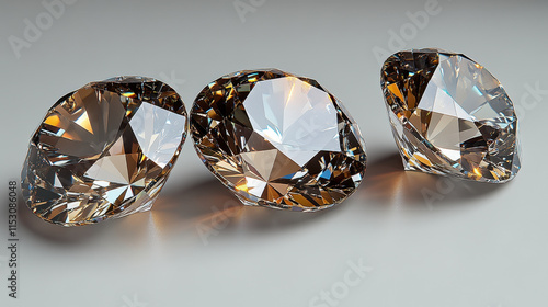 Sparkling Luxury: Four Pristine Diamonds Set Against White Background for Jewelry Design photo