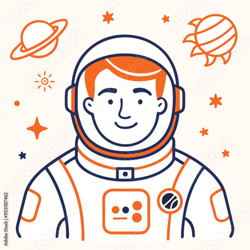 vector illustration of astronaut in spacesuit cartoon style 