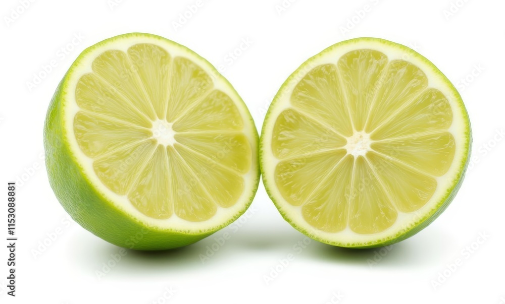 Fresh lime halves on white background Fresh lime halves on white background