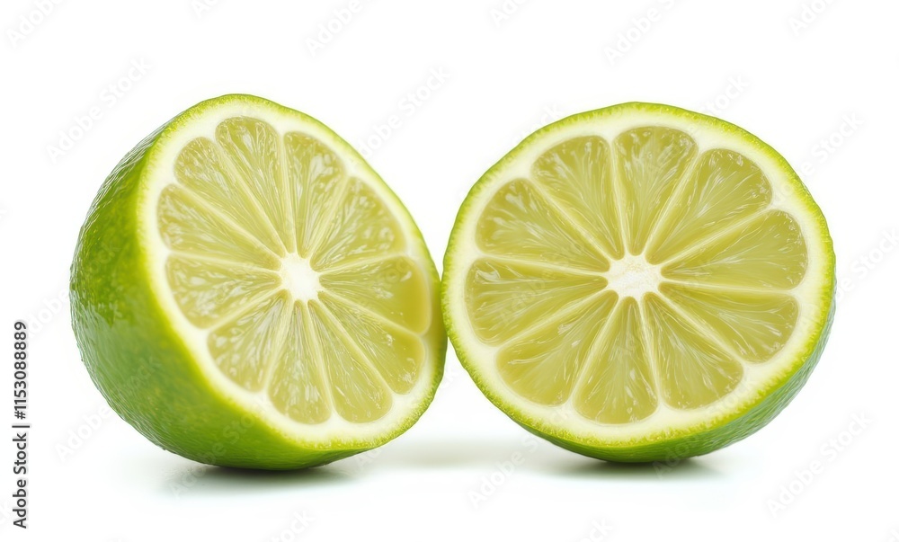 Freshly cut green limes halves Freshly cut green limes halves