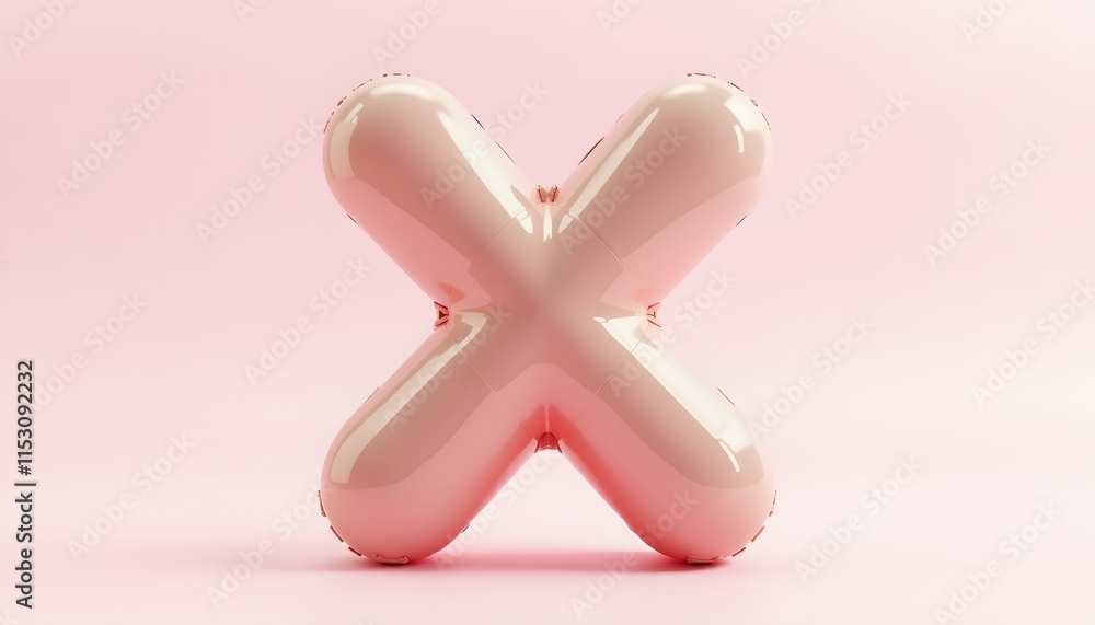 Fototapeta premium Pink Balloon Letter X on Pink Background