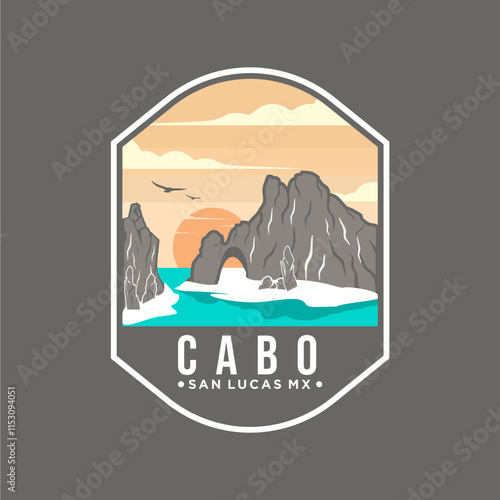 Illustration of the Cabo San Lucas Emblem patch logo on a dark background