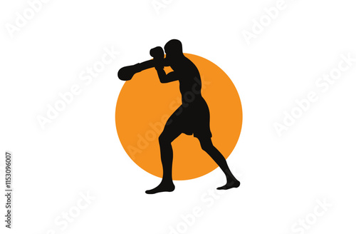 fighter man silhouette high vector