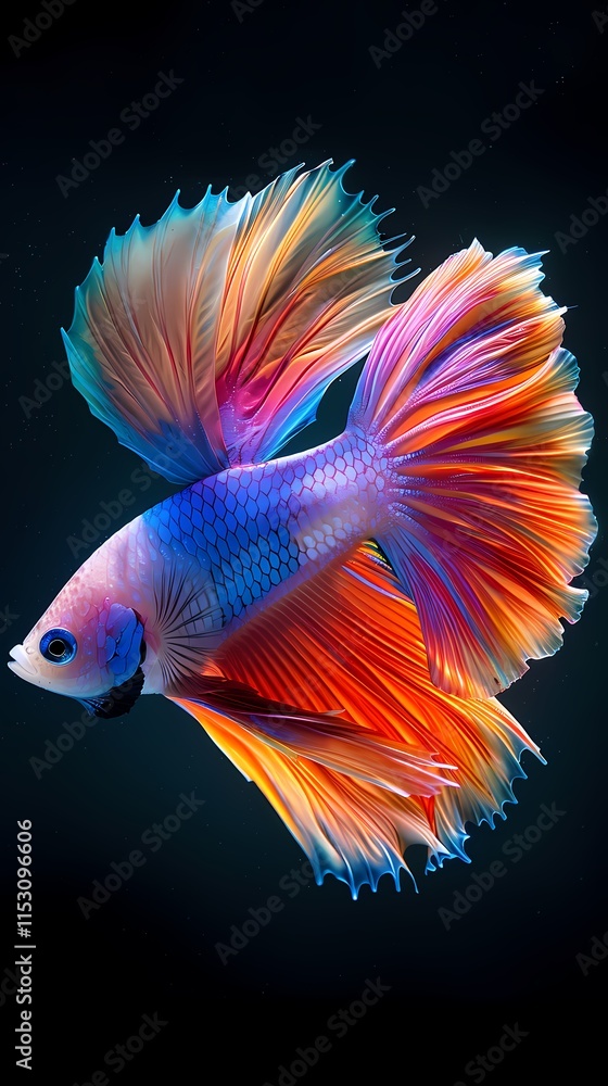 Fototapeta premium Digital technology crystal glitter color fish illustration poster background