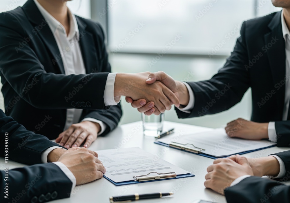 business meeting, handshake, professional attire, office setting, collaboration, partnershi business meeting, handshake, professional attire, office setting, collaboration, partnershi