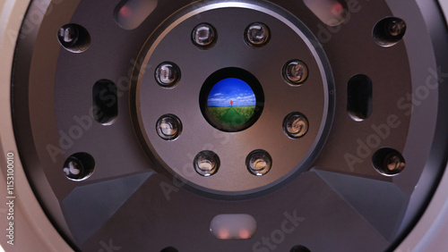 Photos Patients view when lookng inside auto refractometer during eye exam at optometrists or doctors office