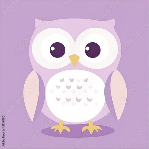 A charming cartoon owl with large eyes and soft pastel colors, perfect for children's illustrations, educational materials, or decorative items photo