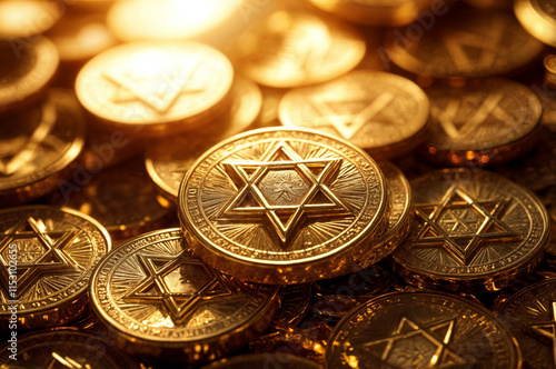 Hanukkah gold coins photo