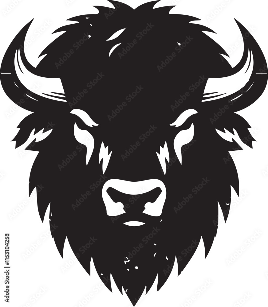 Fototapeta premium Bison head silhouette in grunge style