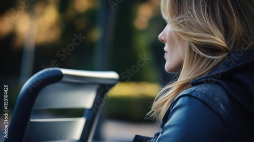 Empty chair beside a pregnant woman symbolizes anticipation and the future, representing the quiet moments of preparation and the unspoken bond between mother and child. photo