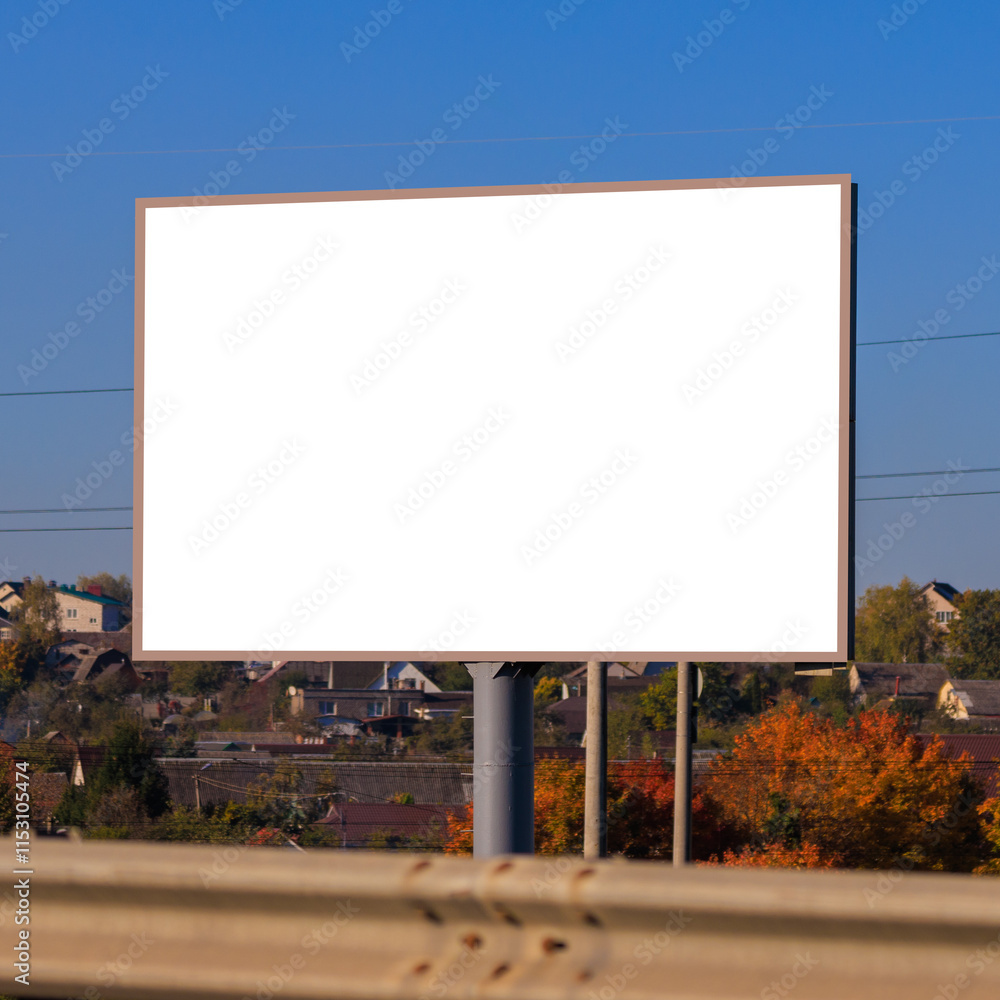 Fototapeta premium Background for design, white billboards on city streets and along roads