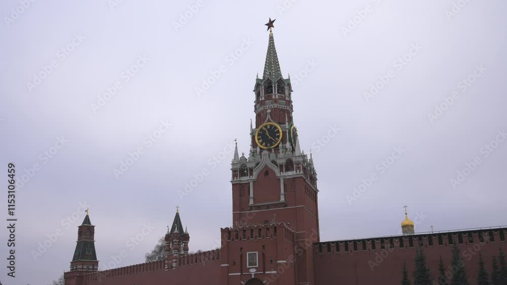 The Spasskaya Tower is part of the Kremlin Complex and stands in the Red Square in Moscow, Russia The Spasskaya Tower is part of the Kremlin Complex and stands in the Red Square in Moscow, Russia